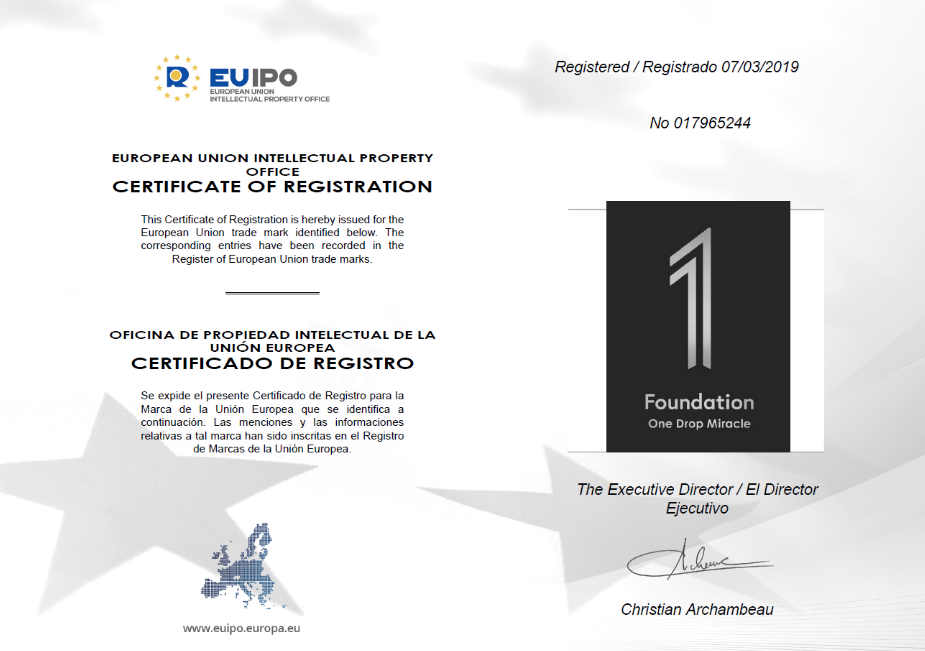 EU trademark certificate
